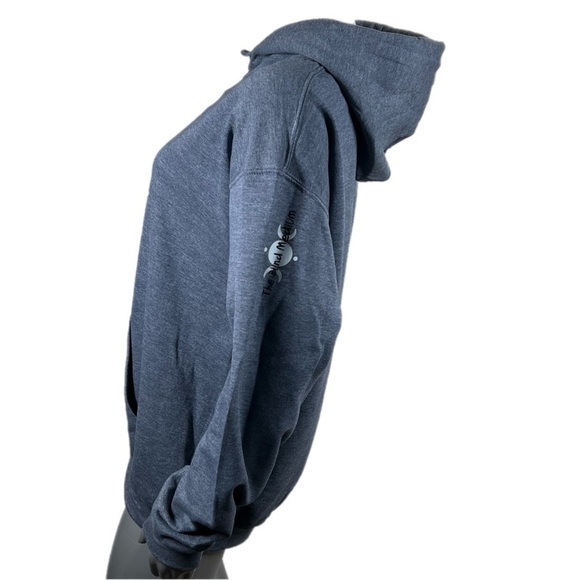 Heather Navy Pullover Hoodie Sweatshirt Voodoo Kitty Doll Quit Playing Graphic - Picture 6 of 9